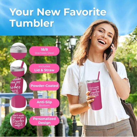 SassyCups Stainless Steel Don't Make Me Use My Teacher Voice Tumbler Pink 22 oz - Picture 3 of 8